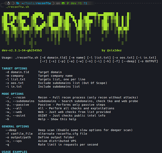 ReconFTW's main menu